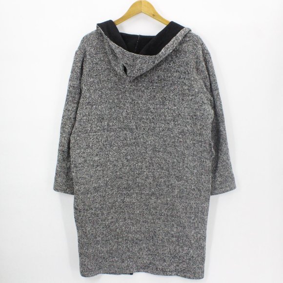 Ozoc Women's Casual Solid Gray Hooded Open Front Knit Cardigan Size 38 - Picture 5 of 7